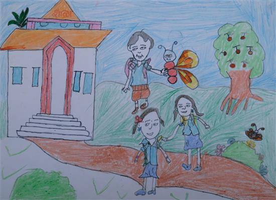 Painting  by Arti Dandegaonkar - Way to School