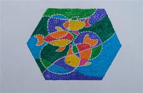 Sankalp Chitra - Design in Hexagon, painting by Jayashree Madavi