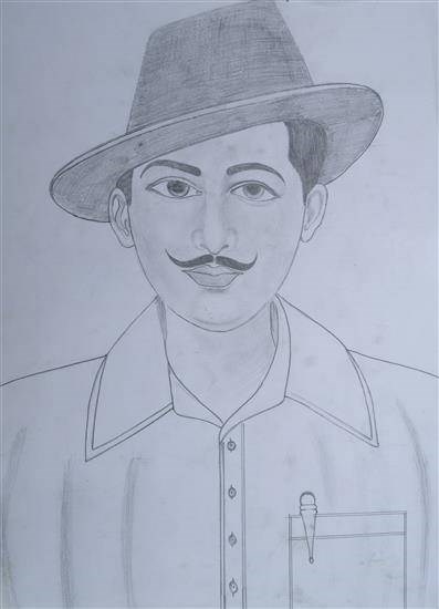 Revolutionary Bhagat Singh, painting by Bhauraj Shelake