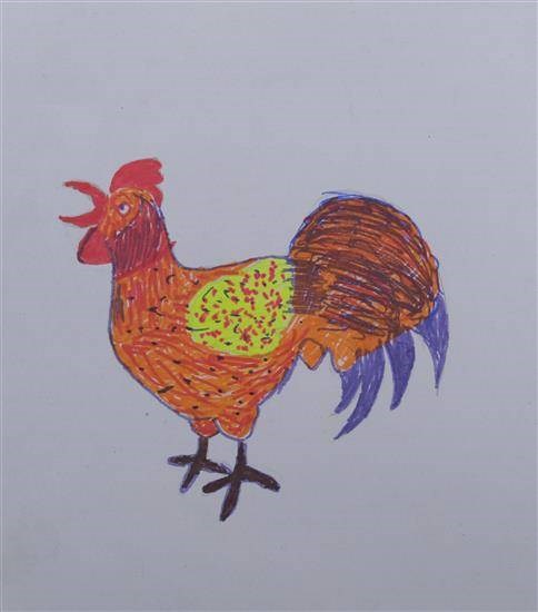 Cock, painting by Santosh Mattami