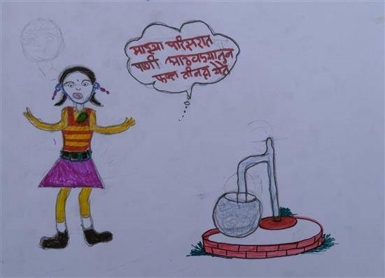 Shortage of water supply, painting by Soniya Kavada