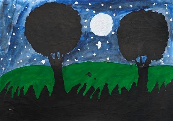 Delightful Moon night, painting by Apsara Gavade