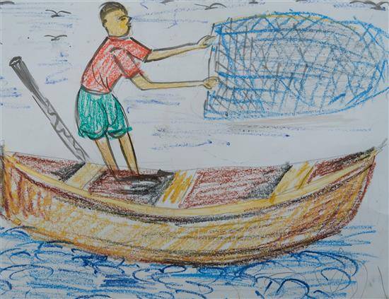 Painting  by Arjun Lekami - Fisherman