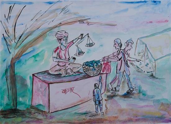Weekly Bazar, painting by Ashwini Pada