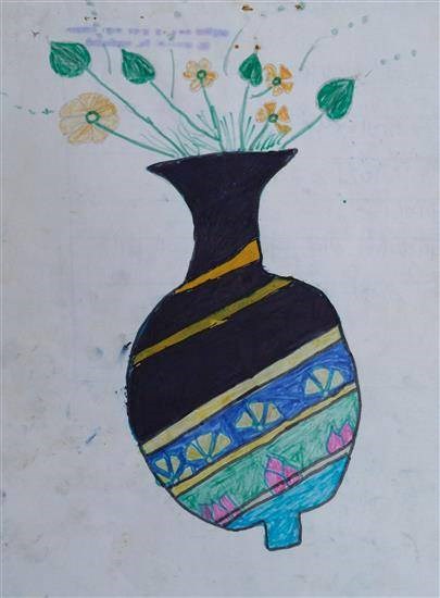 Flower Pot - 1, painting by Amit Matami