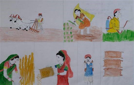 Process of farming, painting by Diksha Tekam