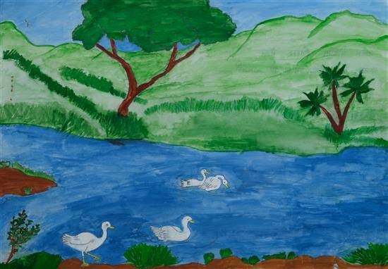 Beautiful landscape painting, painting by Pournima Mandal