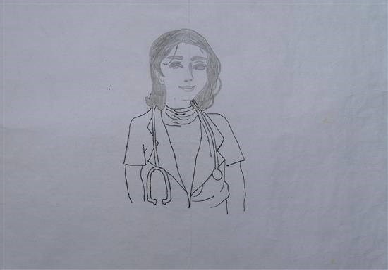 Doctress, painting by Bharati Jengate