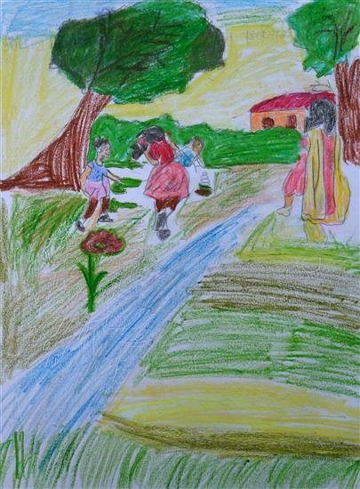 Girl photographer, painting by Rekha Toppo