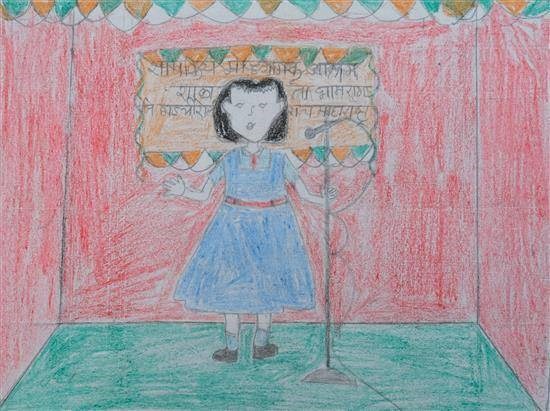 Speech Competition, painting by Vidya Bandewar
