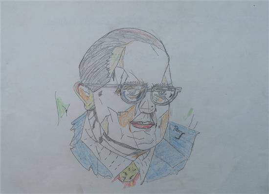 Black Charcoal Babasaheb Ambedkar colour pencil sketch