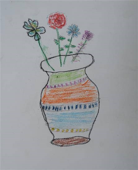 Flower vessel, painting by Ajay Pawara