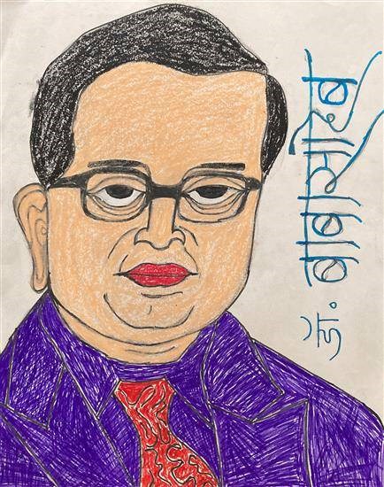 Portrait of Dr. Babasaheb Ambedkar, painting by Ashwini Pawara