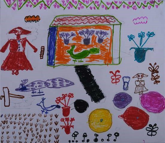 My home & its premises, painting by Shital Mahale