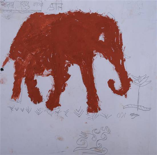 Painting  by Sanjay Malache - Brown Elephant