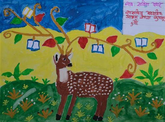 Stag, painting by Savita Pawar
