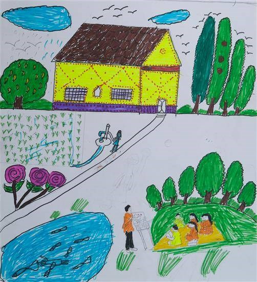 Premises of My School, painting by Nandani Bhilavekar