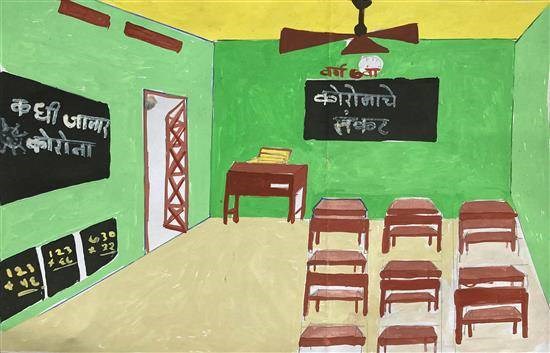 Empty classroom, painting by Neha Varhade