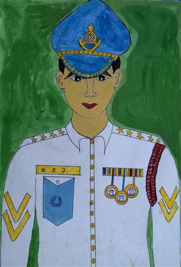 Defense officer, painting by Uma Jamunkar