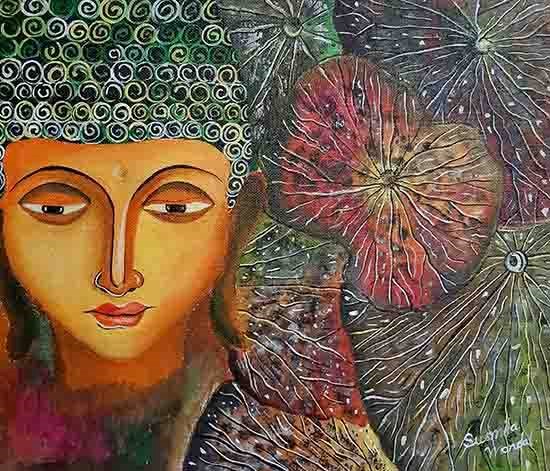 Gautam Buddha and his love, painting by Susmita Mondal