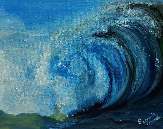 Life is multiplication of several waves as sea, painting by Susmita Mondal
