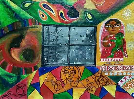 Mother window, painting by Susmita Mondal