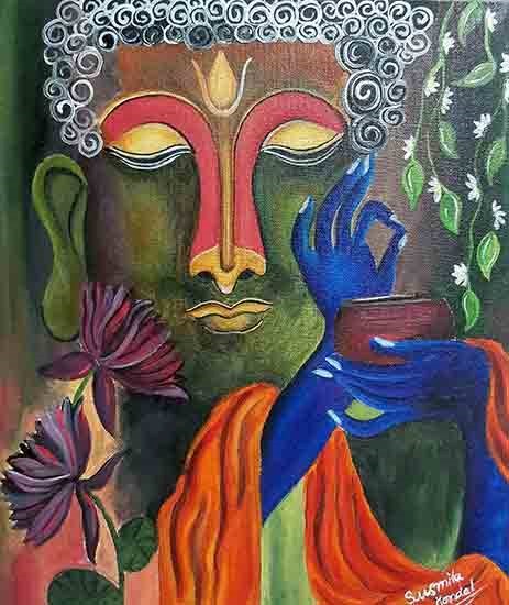 Peace of mind and beg for life, painting by Susmita Mondal