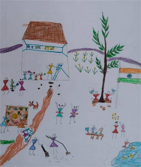 My school premises - 1, painting by Sheetal Kanase