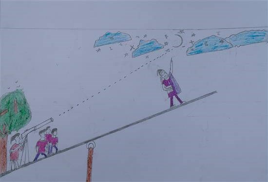 On the way to Moon, painting by Sarita Bhilavekar