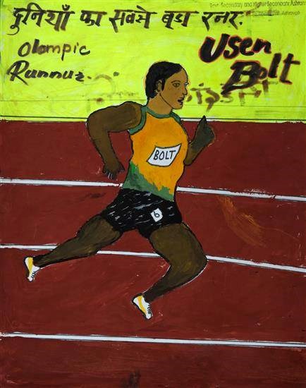Worlds fastest runner - Usain Bolt, painting by Siddhant Bhilavekar
