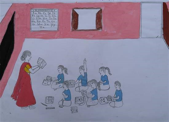 School Teacher, painting by Seema Mavaskar