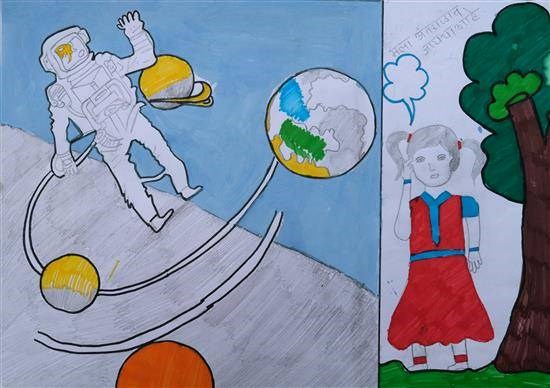 I want to go in Outer Space, painting by Sumitra Bethekar