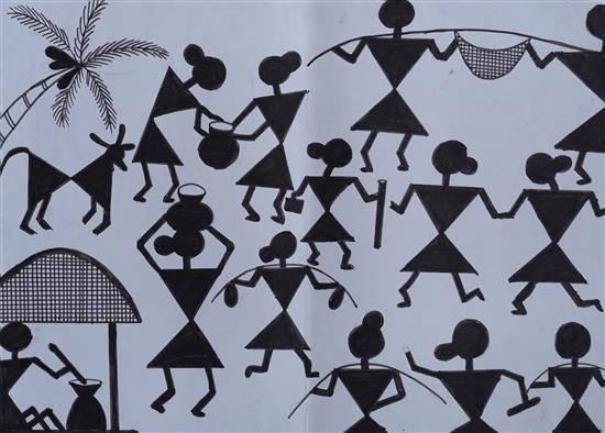 Painting  by Uma Jamunkar - Women in Tribes
