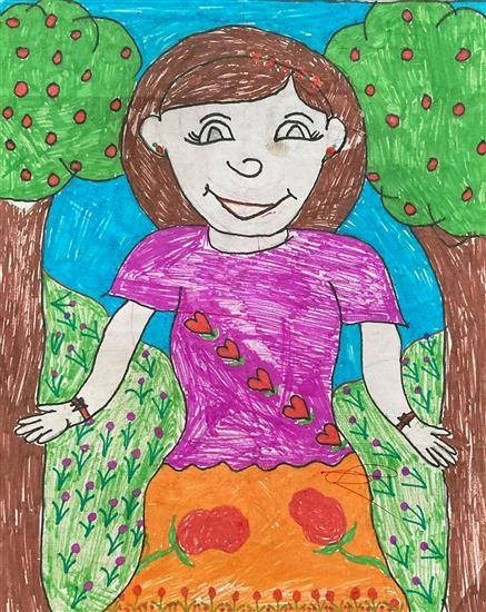 Happy Girl, painting by Sandip Mawase