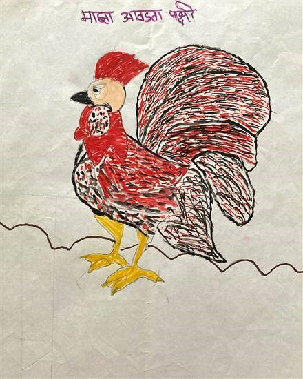 My favorite Bird - Cock, painting by Omkar Bhosale