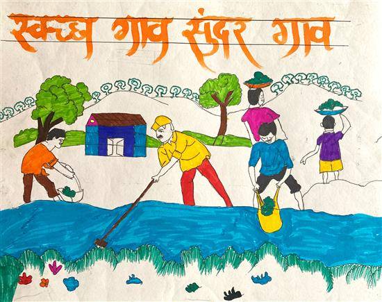 Painting  by Manjula Karbhal - Swachh gav Sundar gav