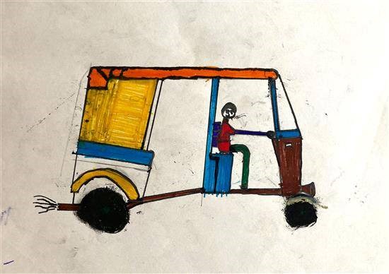 Auto driver, painting by Anjali Pawara