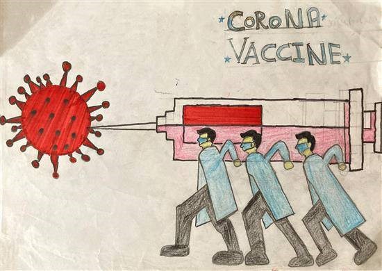 Corona Vaccine, painting by Alaka valawi