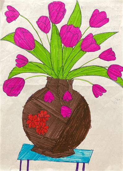 Painting  by Ashwini Pawar - Pink flowers - 1