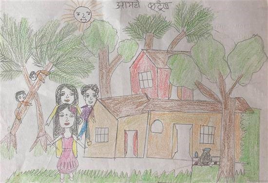 Our family, painting by Chandana Pawara