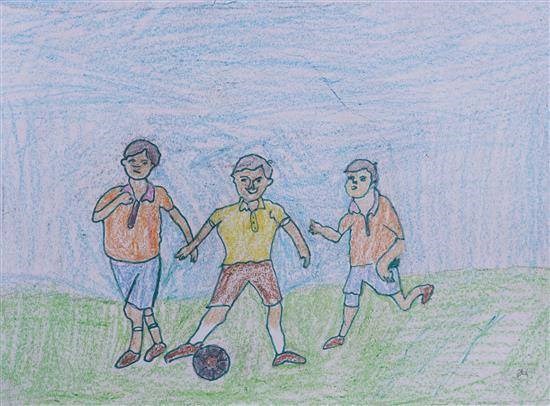 Foot ball lovers, painting by Lalit Pawara