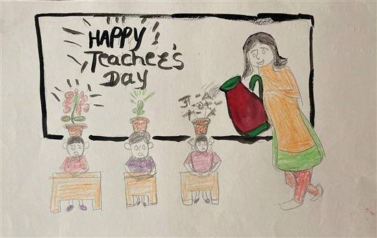 Happy Teacher's Day, painting by Sajani Pawara