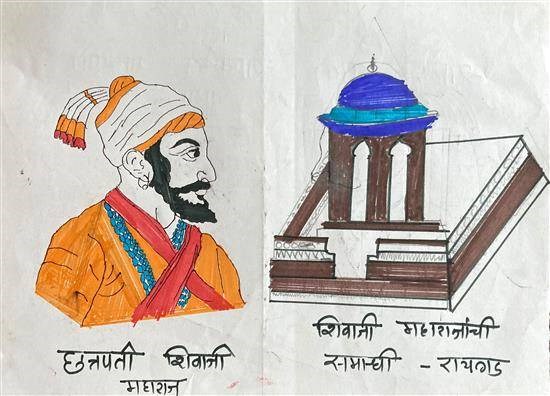 Chhatrapati Shivaji Maharaj & Samadhi, painting by Sadhana Bhoye
