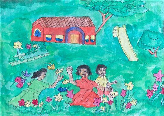 Painting  by Nilprabha Ghule - Friends having fun