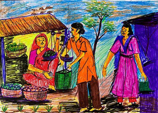 Painting  by Amit Sidam - Vegetable's market