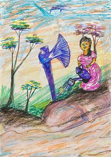 Save Plants, painting by Vijay Kodape