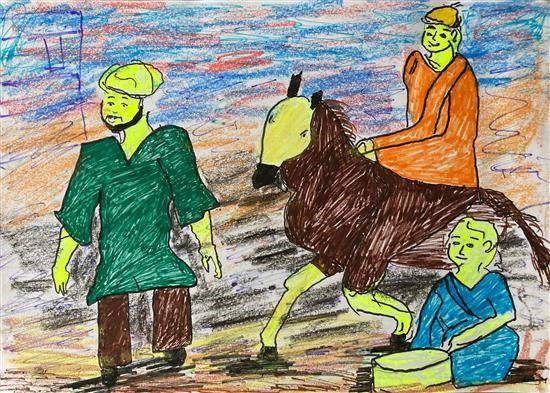 Story from Arabian Nights, painting by Monika Kotnake