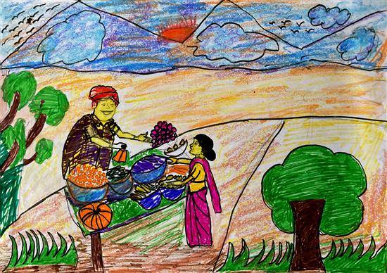 Painting  by Sonakshi Kannake - Vegetable Market - 1