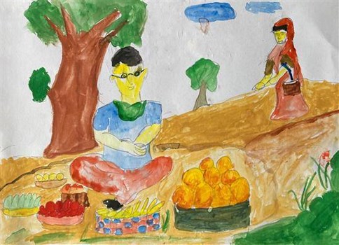 Vegetable Seller -1 Painting by Vilas Mendhake