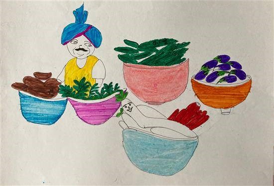 Fresh Vegetables, painting by Sanjani Athave